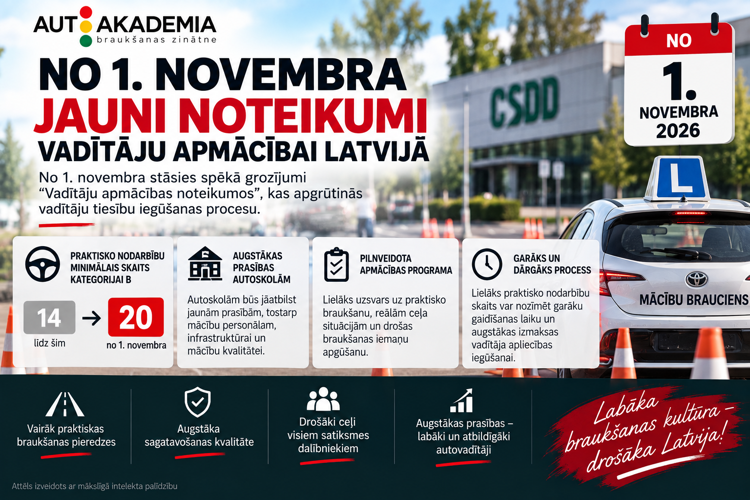 Izmaiņas vadīšanas apmācības noteikumos apgrūtinās tiesību iegūšanas procesu